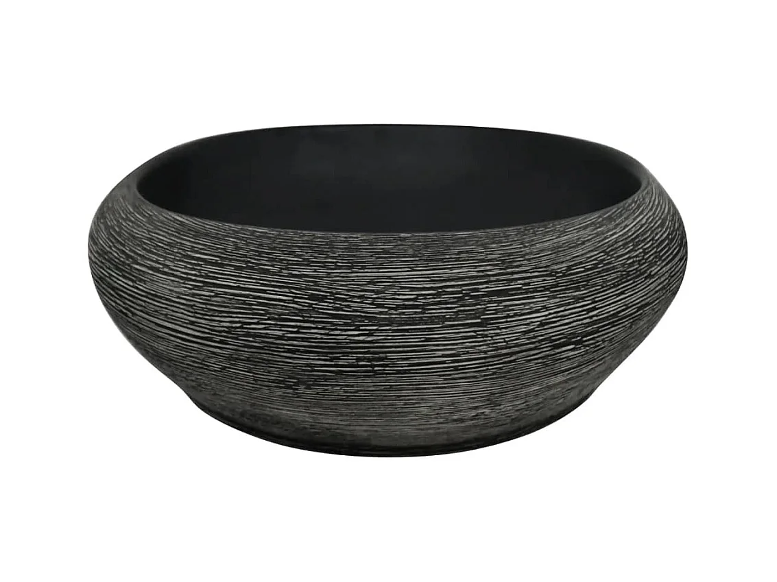 Lavabo sobre encimera ovalado gris y negro 59x40x14 cm de cerámica