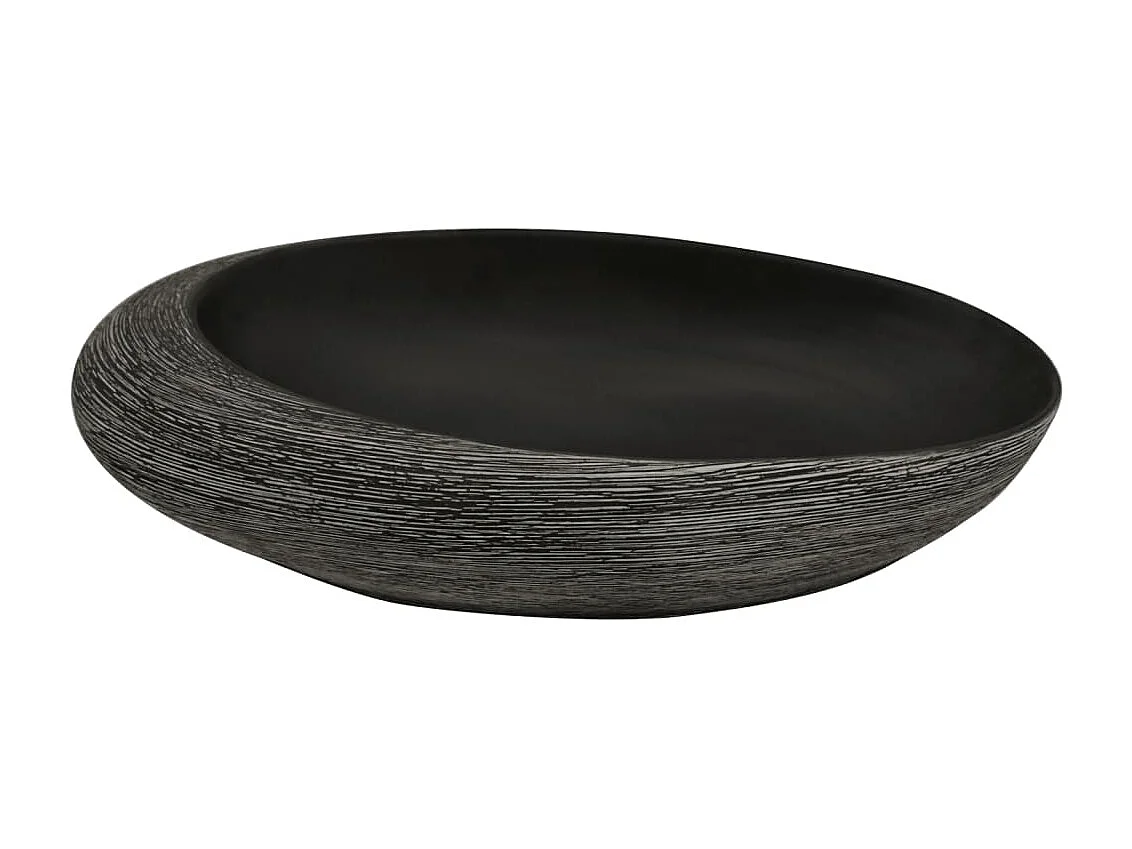 Lavabo ovale da appoggio grigio e nero 59x40x14 cm in ceramica