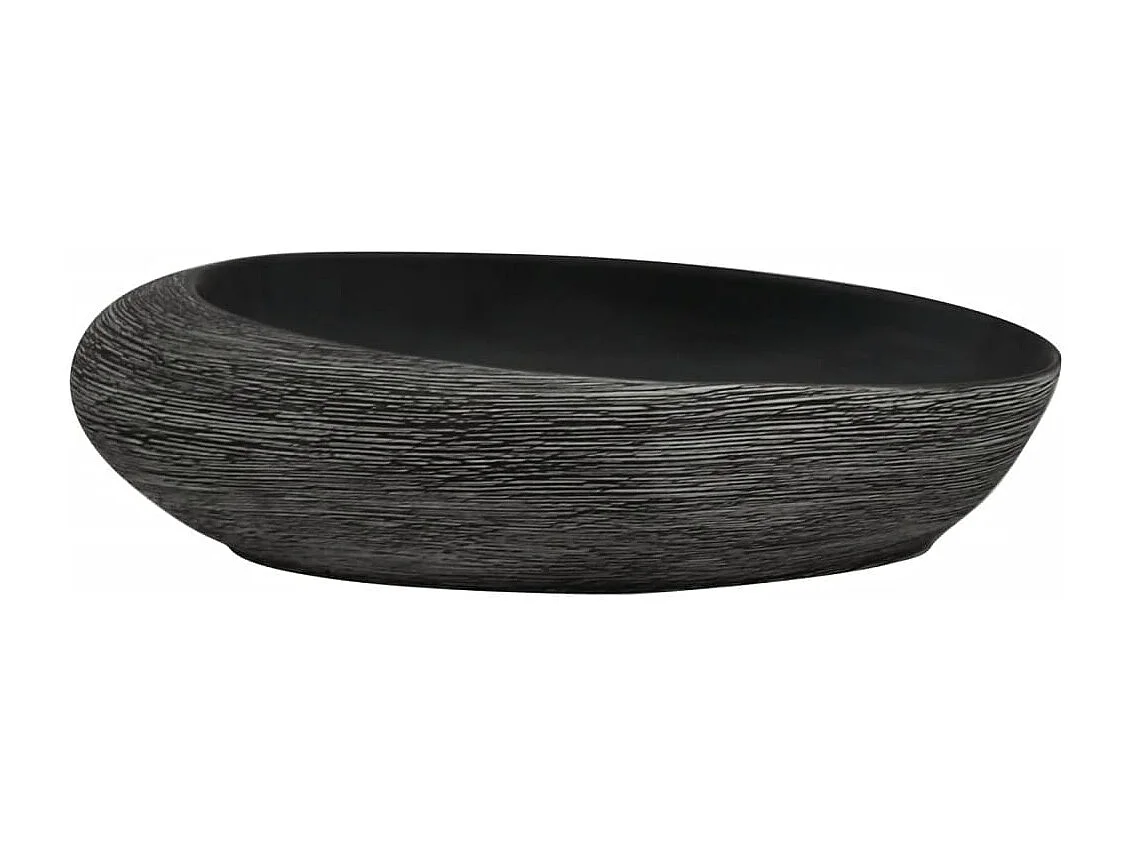 Vasque à poser gris et noir ovale 59x40x14 cm céramique