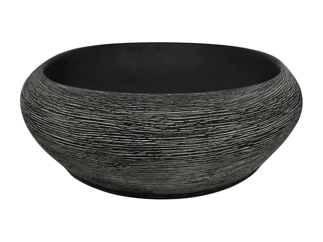 Vasque à poser gris et noir ovale 59x40x14 cm céramique