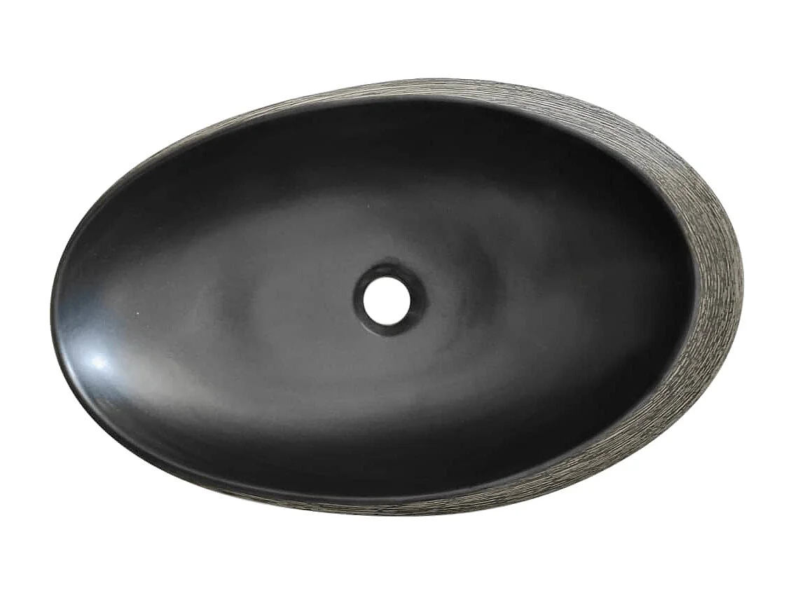 Vasque à poser gris et noir ovale 59x40x14 cm céramique