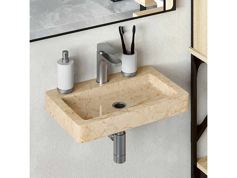 Crèmekleurige wandwastafel 38x24x6,5 cm marmer
