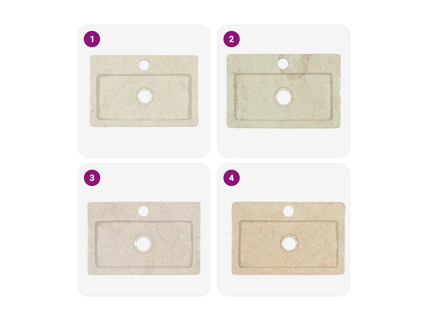 Cremefarbenes Wandwaschbecken 38x24x6,5 cm Marmor