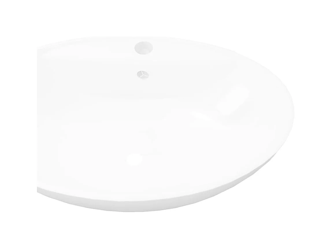 Lavandino ovale in ceramica con foro per rubinetto