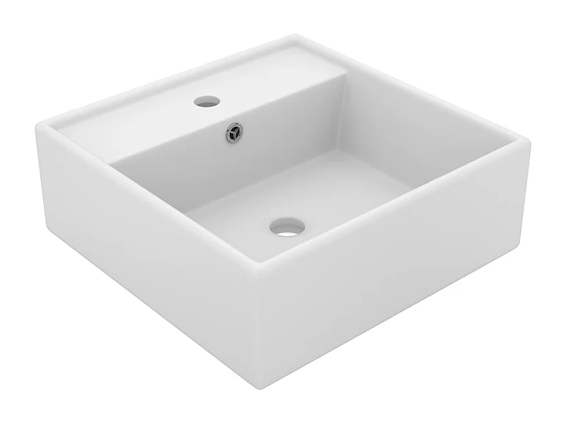 Lavabo cuadrado de lujo con rebosadero Blanco mate 41x41 cm Cerámica