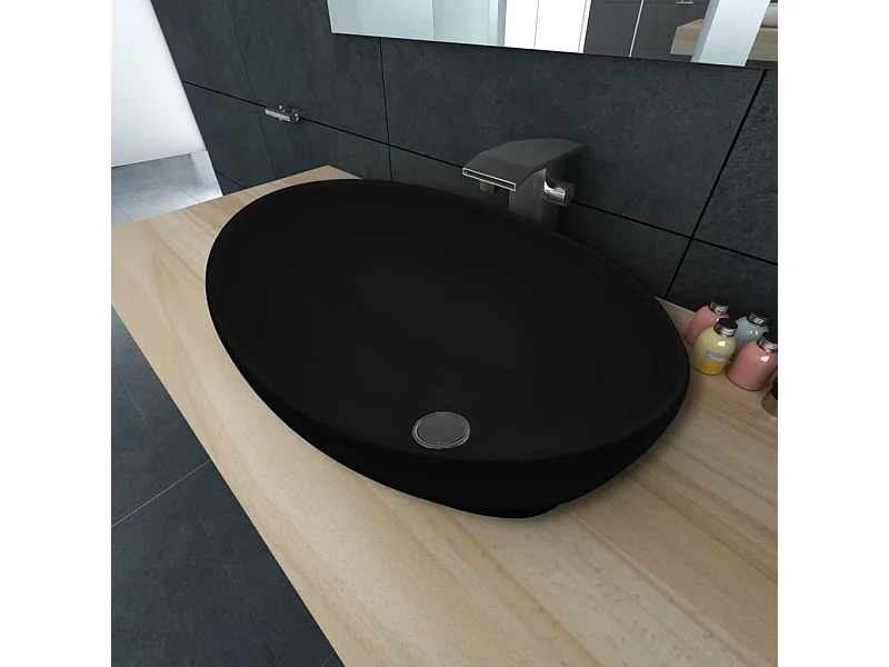 Lavabo ovale in ceramica 40 x 33 cm nero
