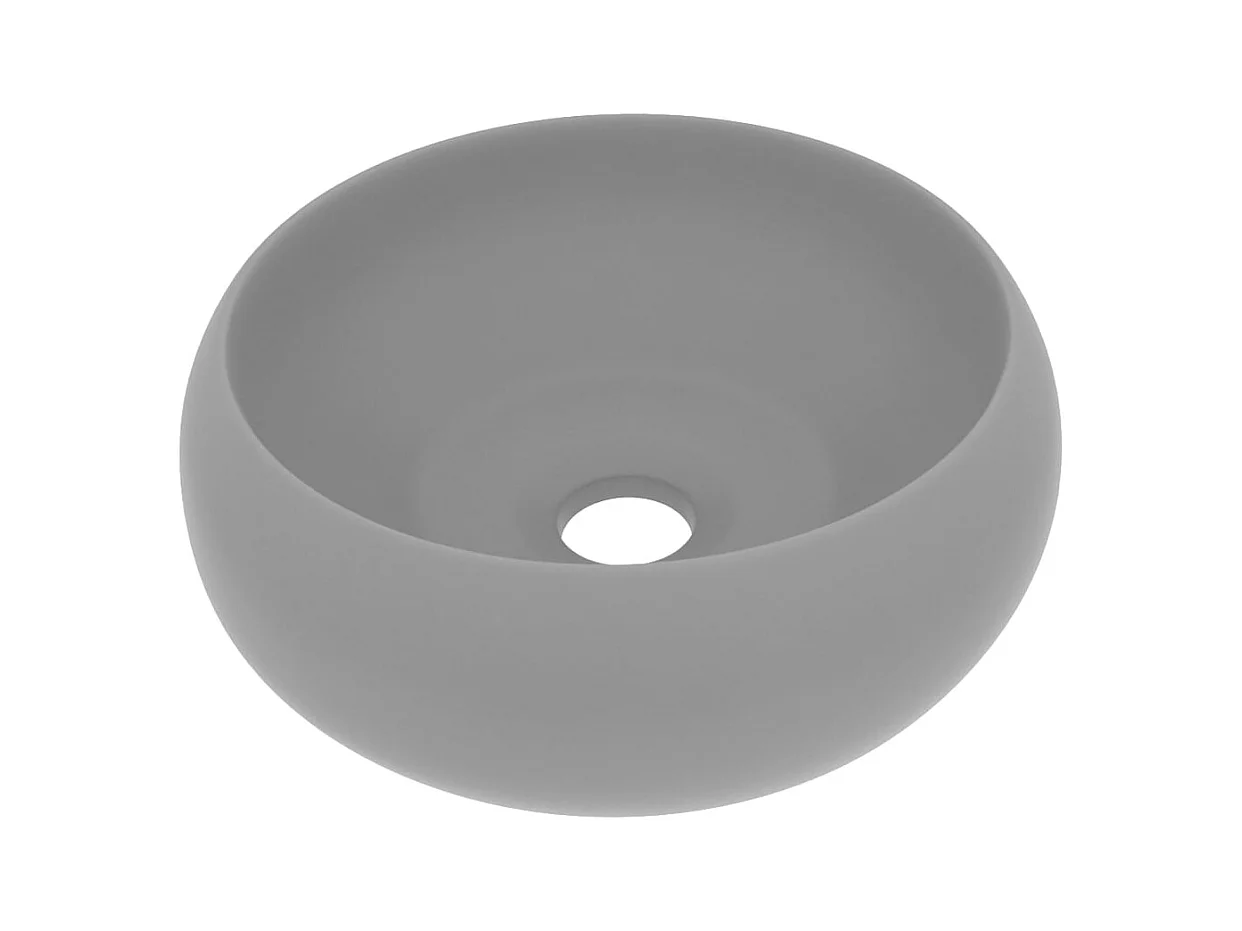Lavabo redondo de lujo Gris claro mate 40x15 cm Cerámica