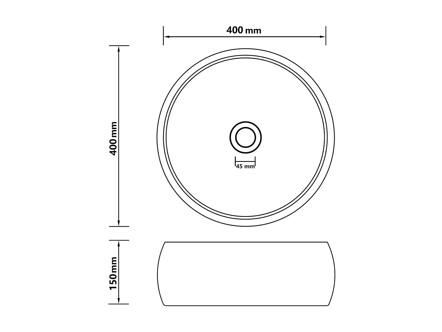 Lavabo redondo de lujo Gris claro mate 40x15 cm Cerámica