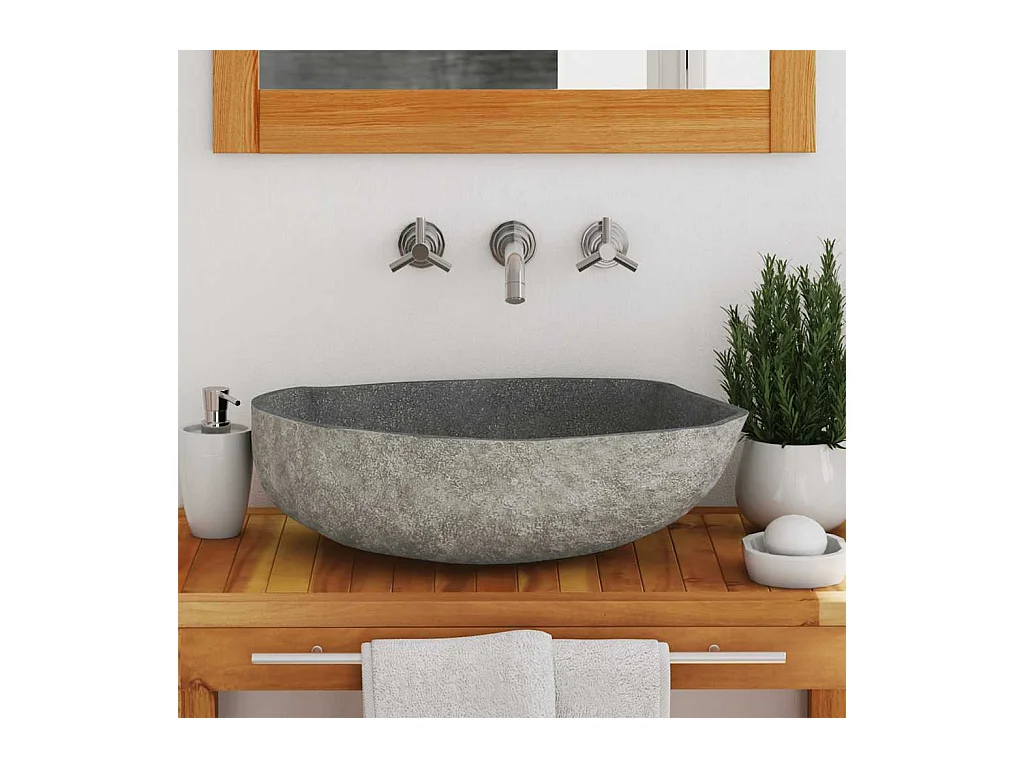 Ovale rivierstenen spoelbak (45-53) x (34-41) cm