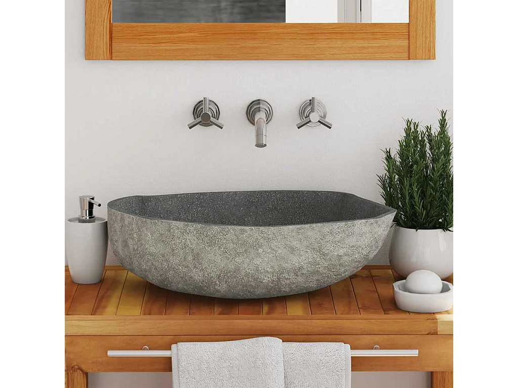 Lavabo ovalado de piedra de río (45-53) x (34-41) cm