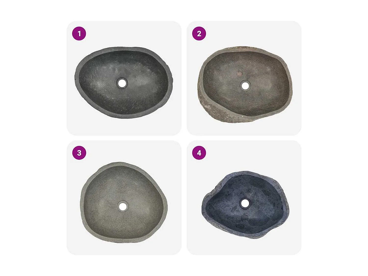 Lavabo ovalado de piedra de río (45-53) x (34-41) cm