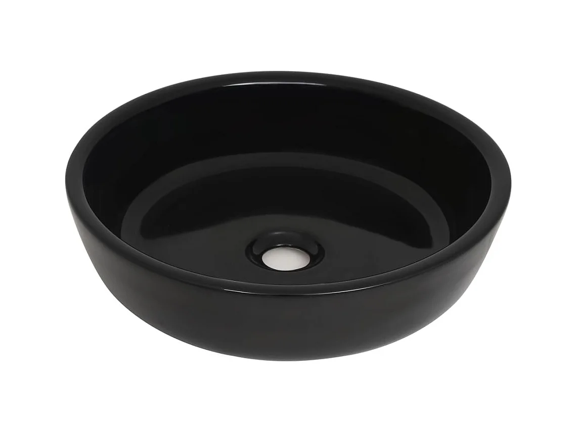 Lavabo rond céramique noir 42x12 cm