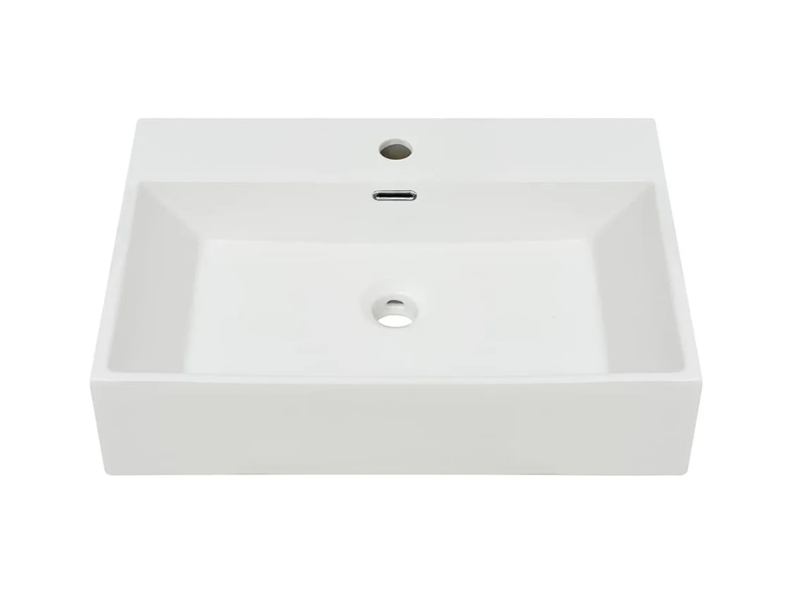 Lavabo de cerámica con orificio para grifo Blanco 60,5x42,5x14,5cm