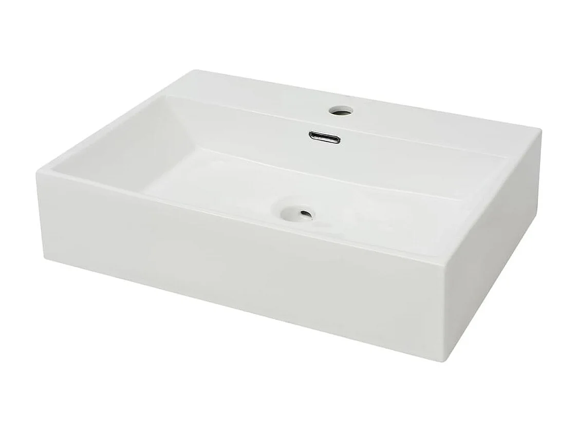 Lavabo de cerámica con orificio para grifo Blanco 60,5x42,5x14,5cm