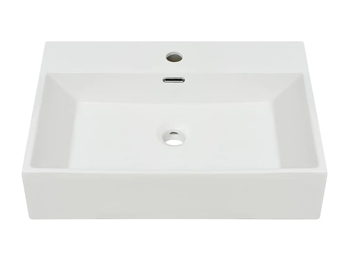 Lavabo de cerámica con orificio para grifo Blanco 60,5x42,5x14,5cm