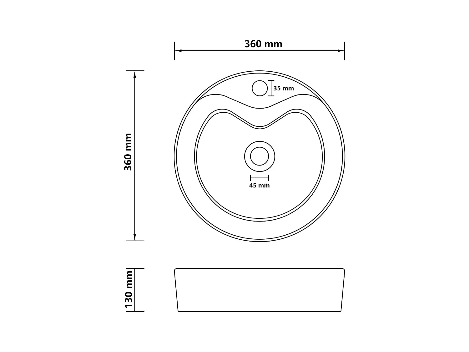 Lavabo de lujo con rebosadero Blanco mate 36x13 cm Cerámica