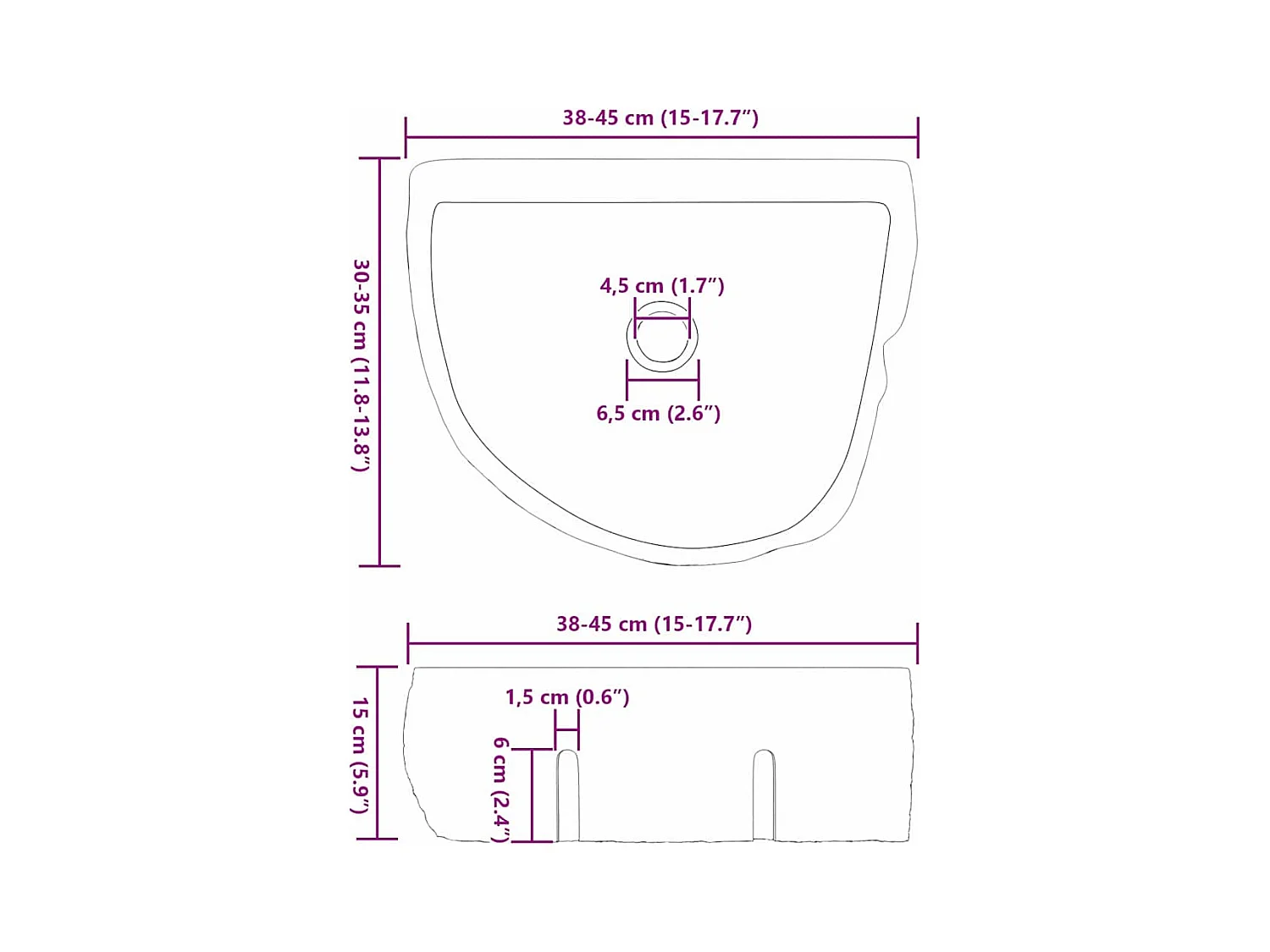 Grijze hangbak (38-45) x (30-35) x 15 cm