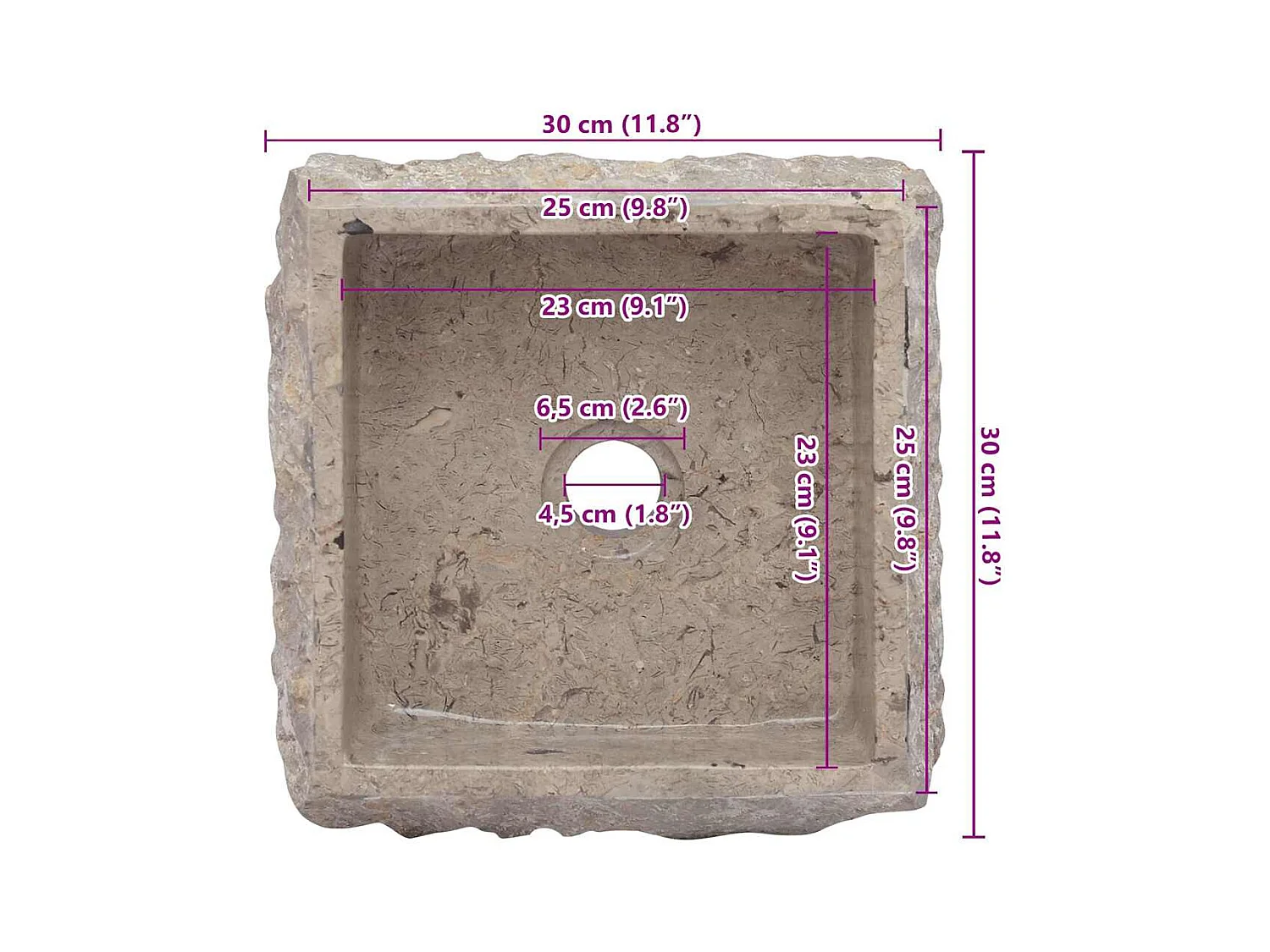 Lavabo Gris 30x30x13 cm Marbre