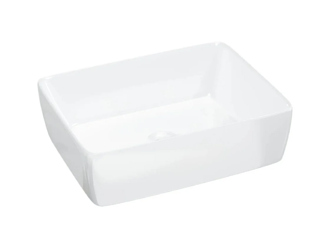 Witte wastafel 48x37x13 cm rechthoekig keramiek