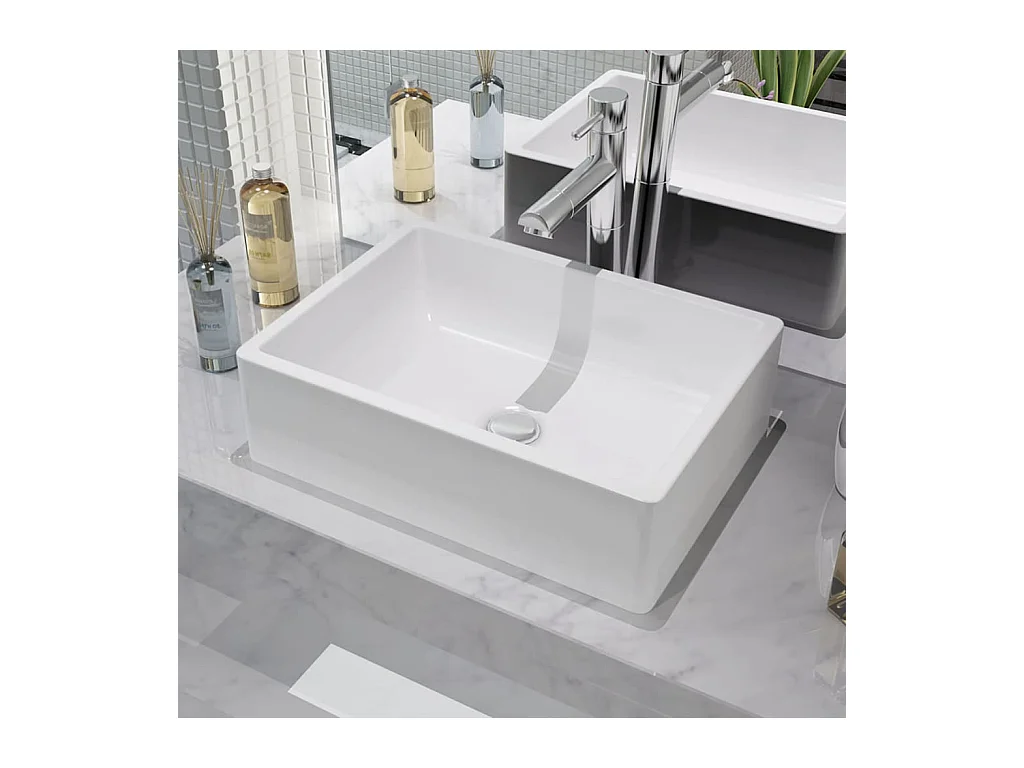 Lavabo de cerámica blanca 41 x 30 x 12 cm