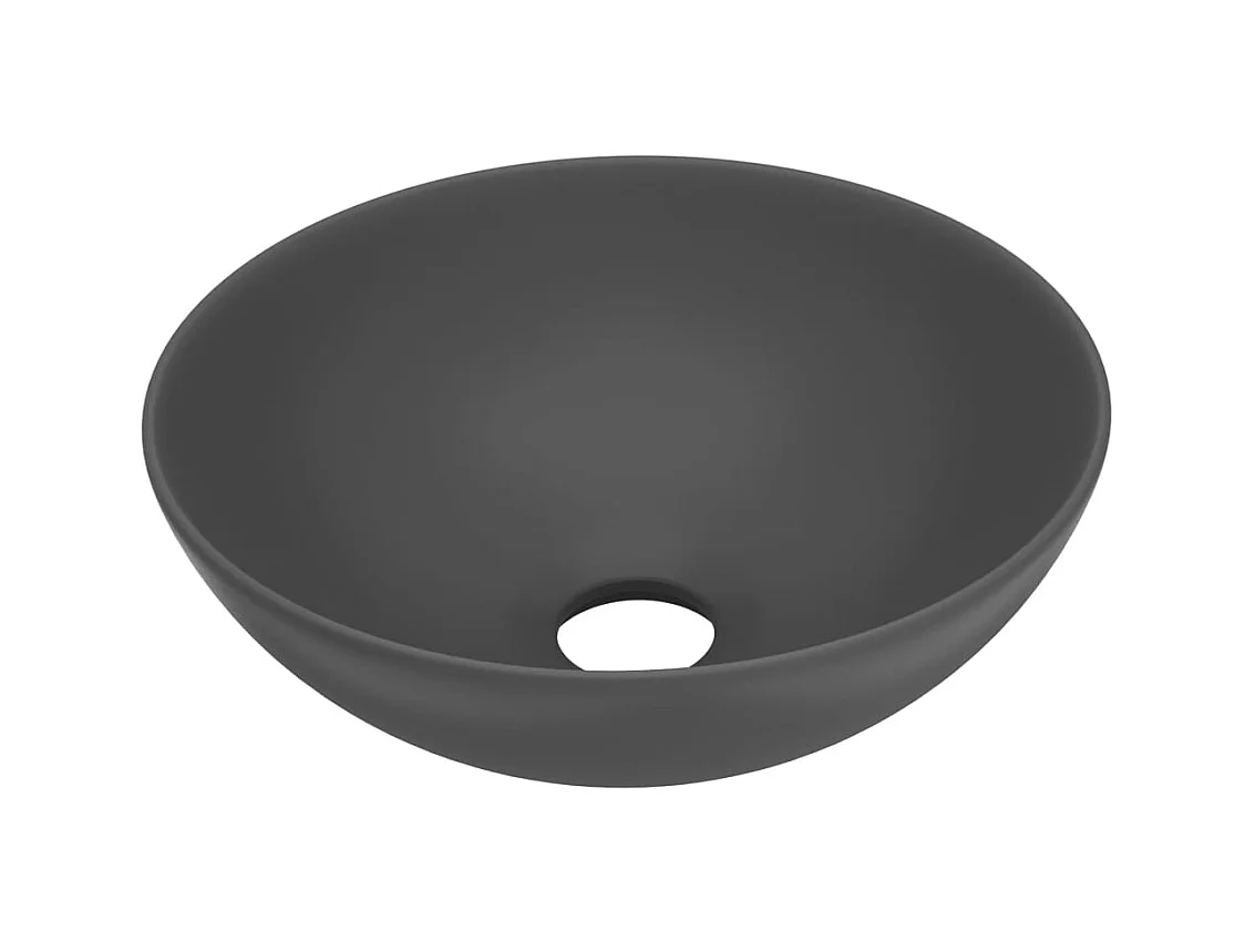 Lavabo de baño redondo de cerámica gris oscuro