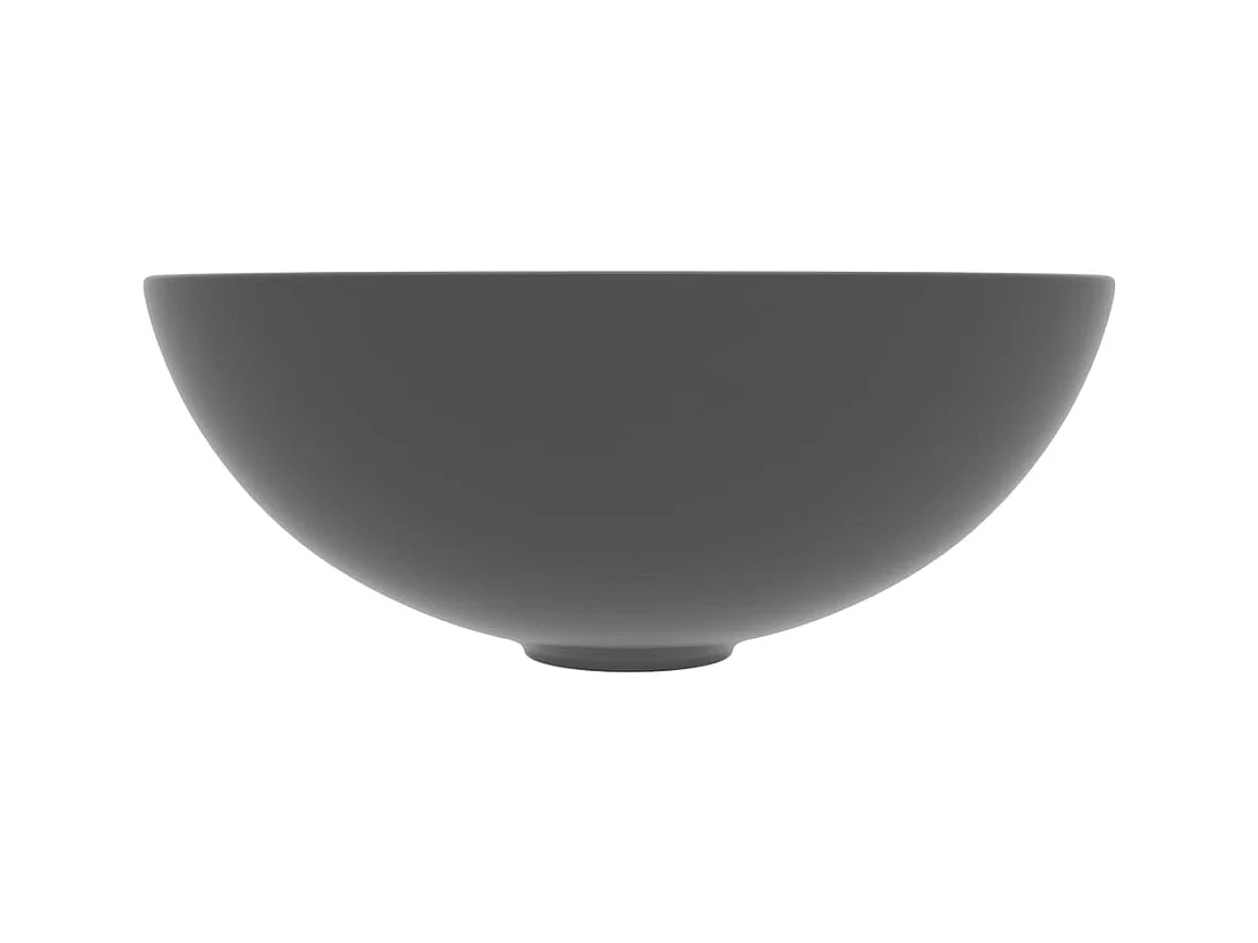 Lavabo de baño redondo de cerámica gris oscuro