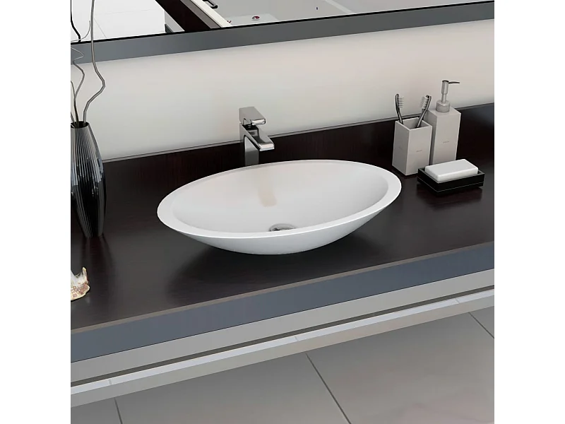 Lavabo 59,3x35,1x10,7 cm Fundición mineral/mármol Blanco