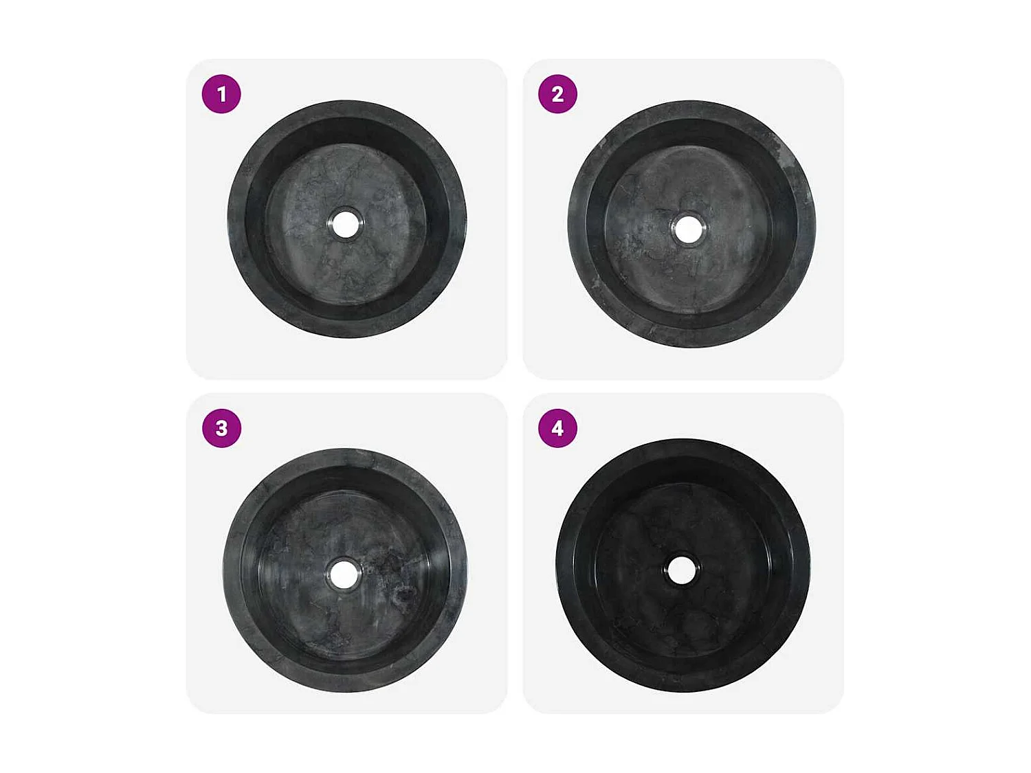 Lavabo Noir Ø40x15 cm Marbre