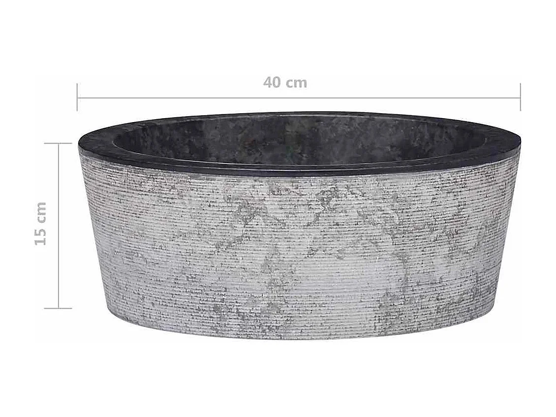 Lavabo Noir Ø40x15 cm Marbre