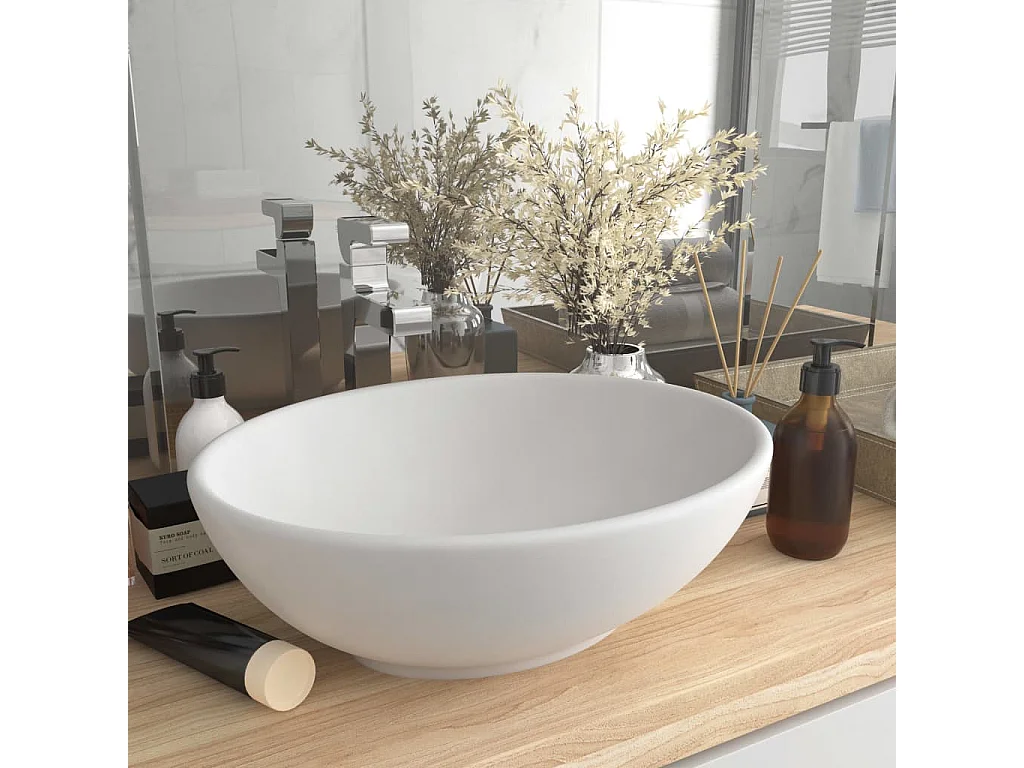 Lavabo ovale di lusso Bianco opaco 40x33 cm Ceramica