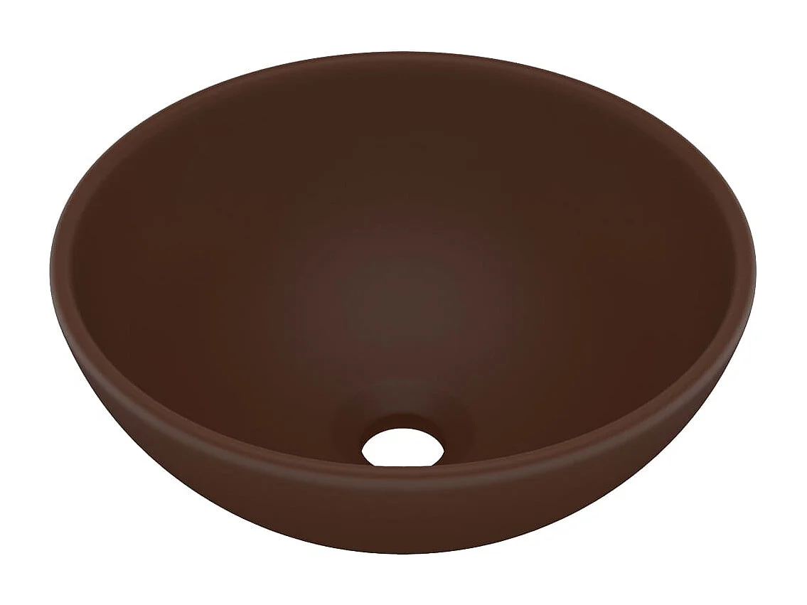 Lavabo rond salle de bain Marron foncé mat 32,5x14 cm Céramique