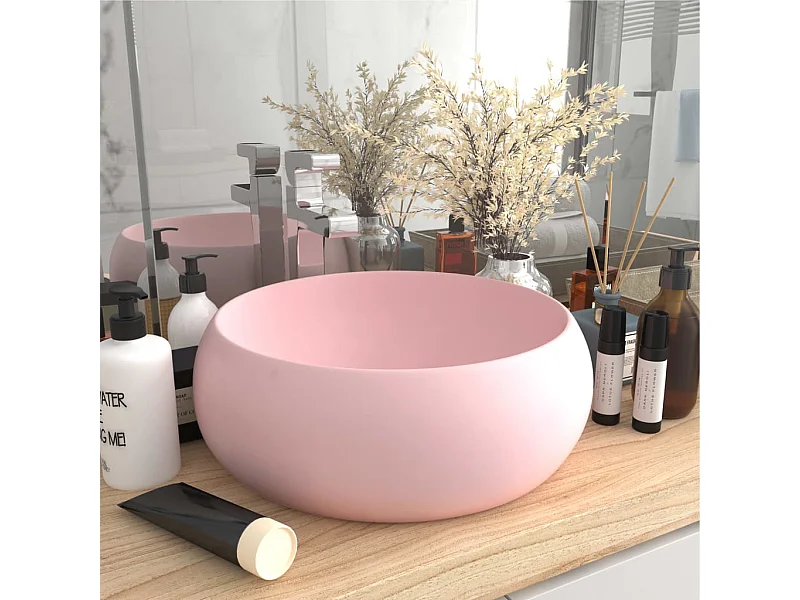Lavabo rotondo di lusso Rosa opaco 40x15 cm Ceramica