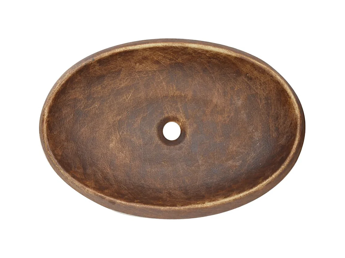 Lavabo sobre encimera ovalado marrón 59x40x15 cm de cerámica