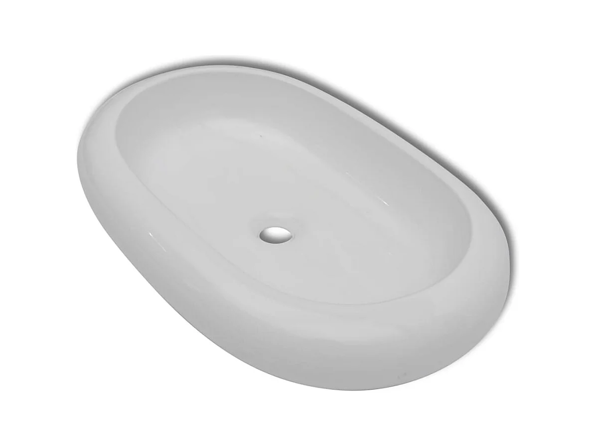 Badkamerwastafel met mengkraan Keramiek Ovaal Wit