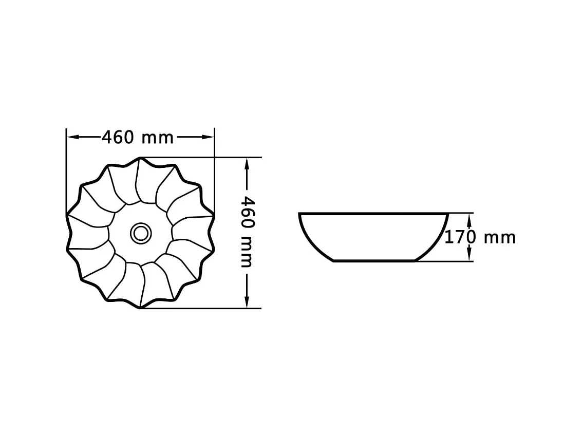 Wastafel 46x17 cm Zwart Keramiek