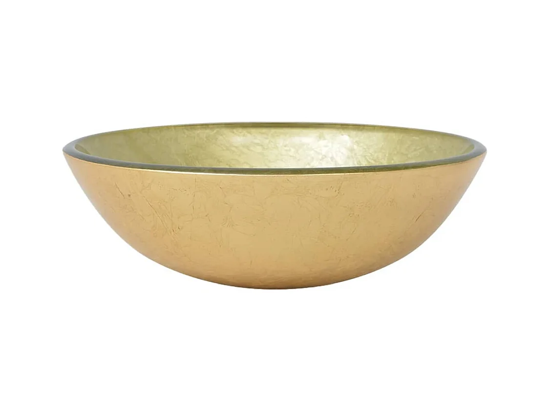 Lavabo de cristal templado dorado de 42 cm