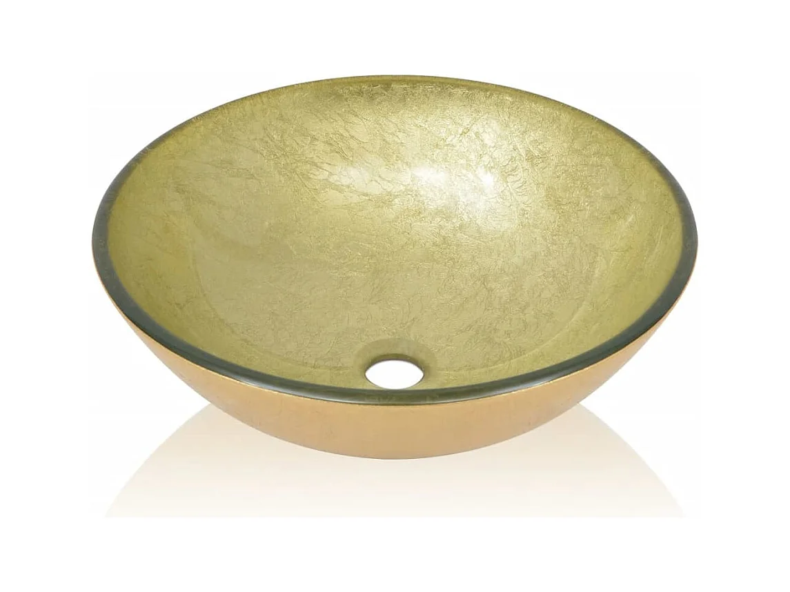 Lavabo de cristal templado dorado de 42 cm