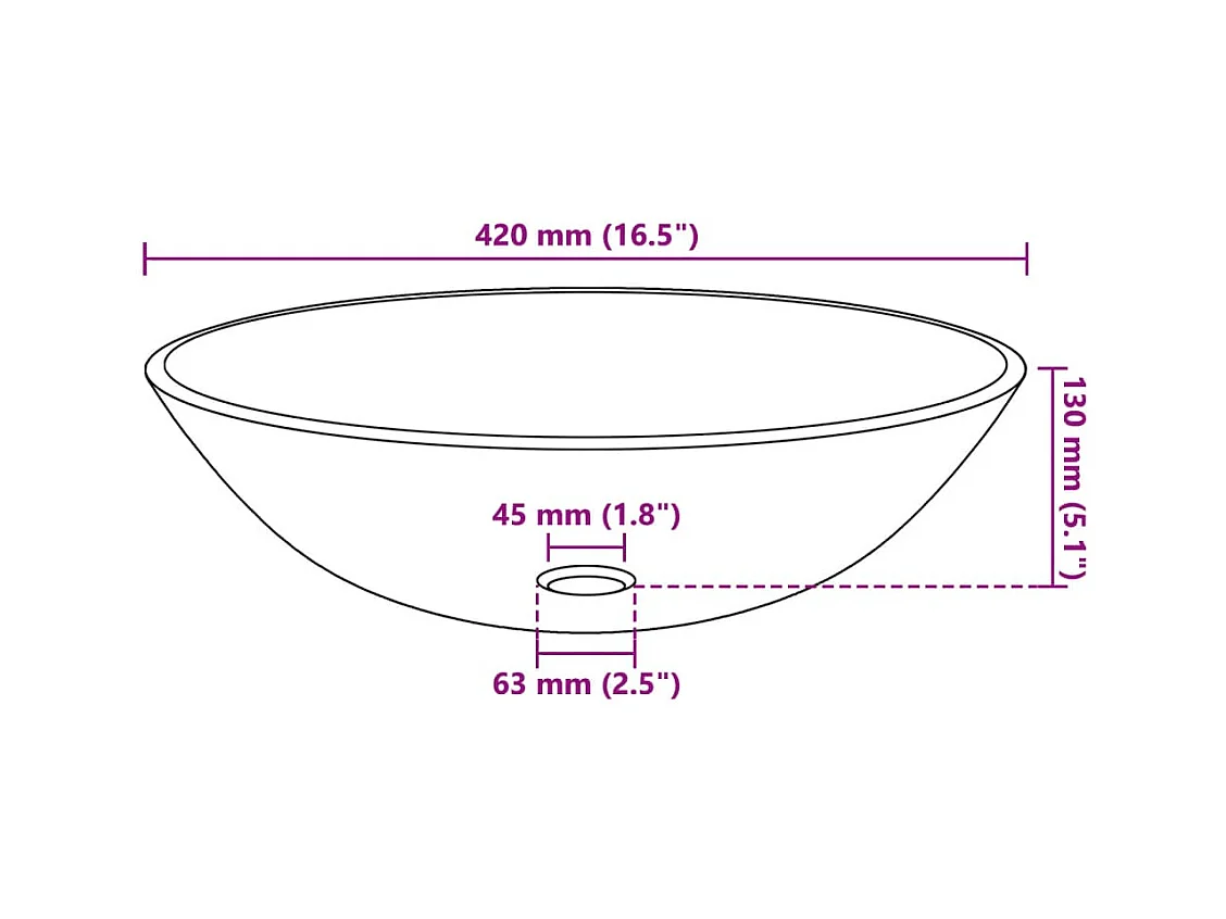 Lavabo de cristal templado dorado de 42 cm