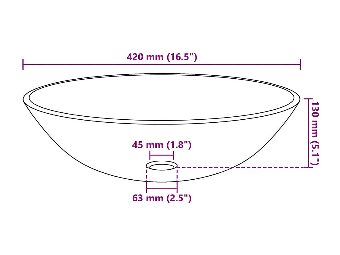 Lavabo de cristal templado dorado de 42 cm