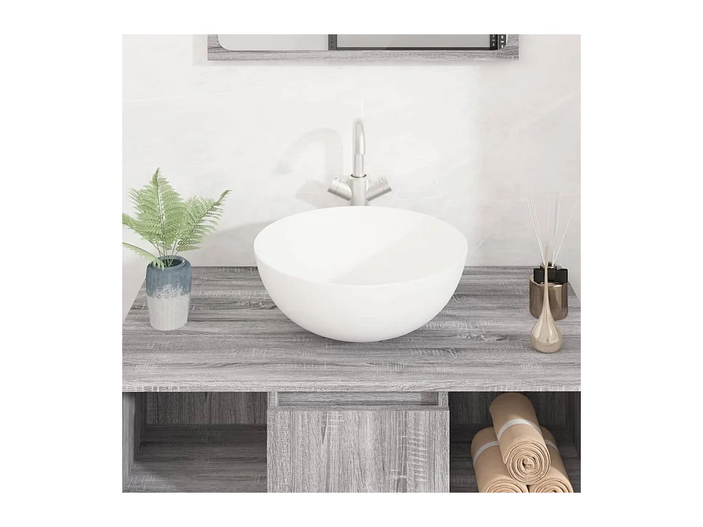 Lavabo blanco 36x15 cm redondo de cerámica