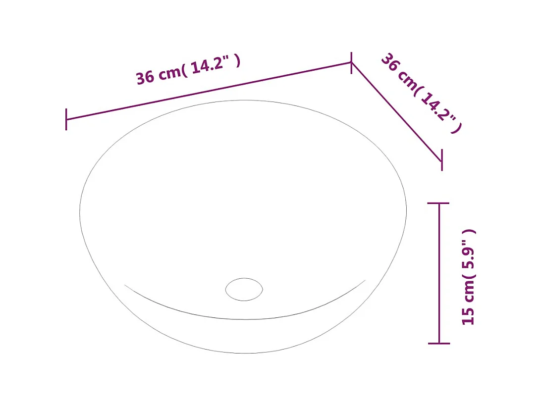 Lavabo blanco 36x15 cm redondo de cerámica