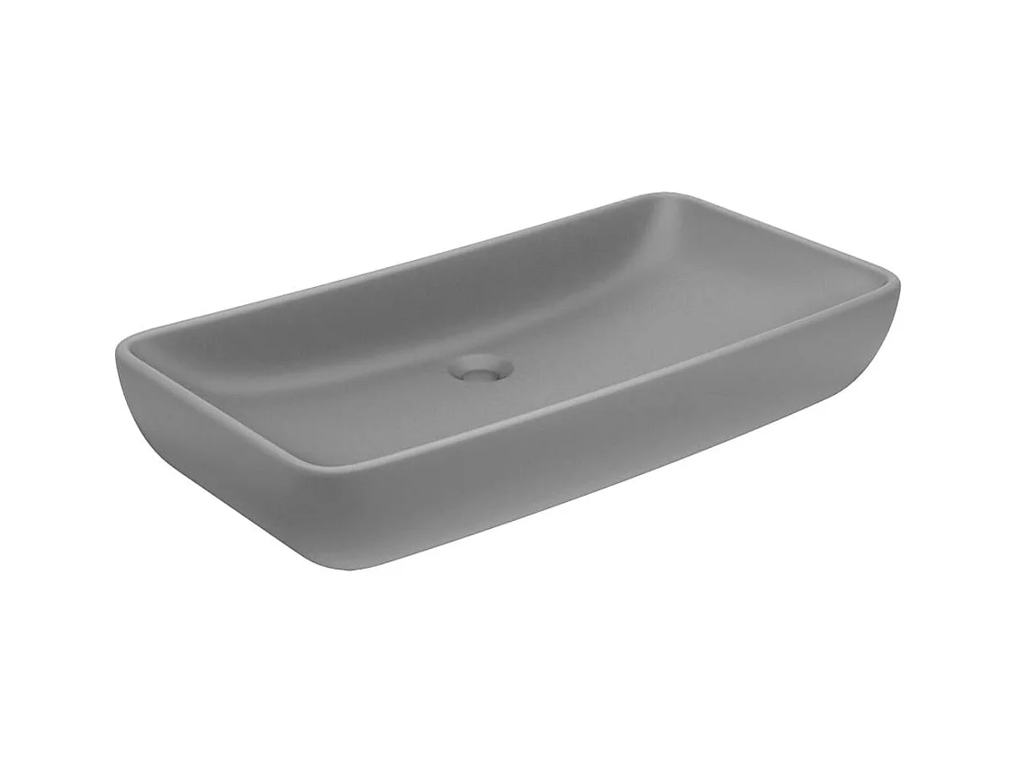 Lavabo rectangular de lujo Gris claro mate 71x38 cm Cerámica