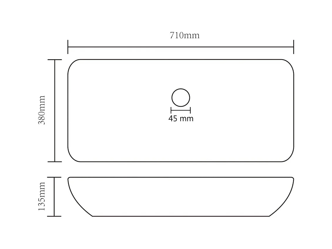 Lavabo rectangular de lujo Gris claro mate 71x38 cm Cerámica