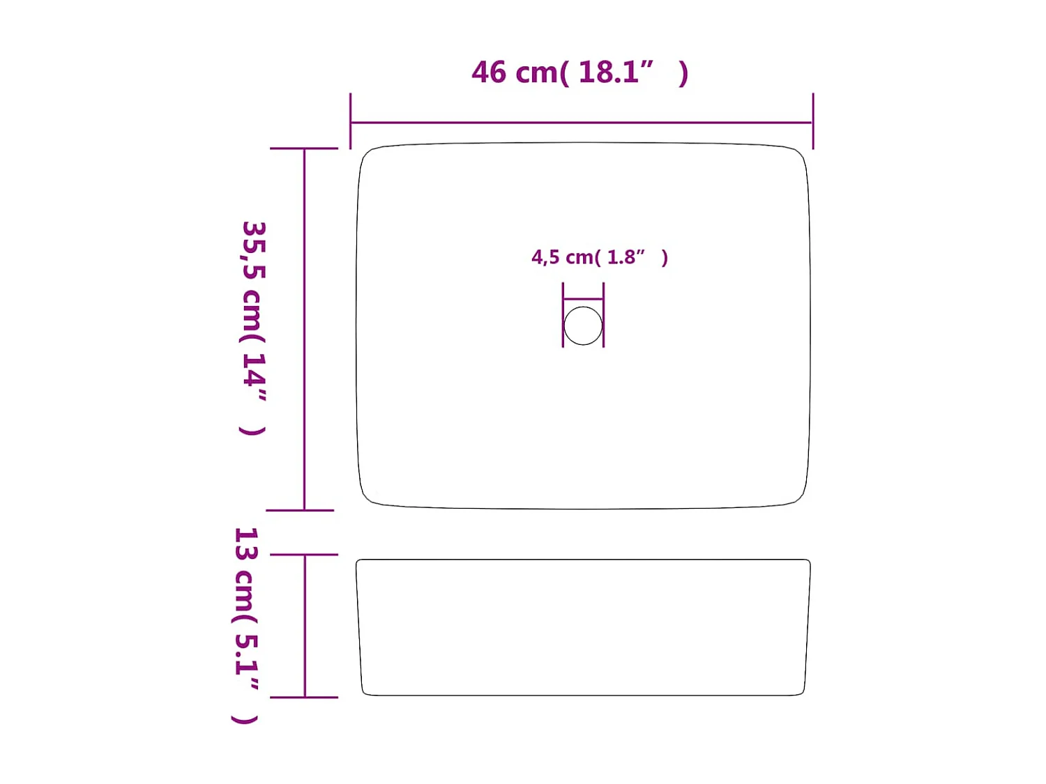 Lavabo sobre encimera rectangular de cerámica negra y marrón