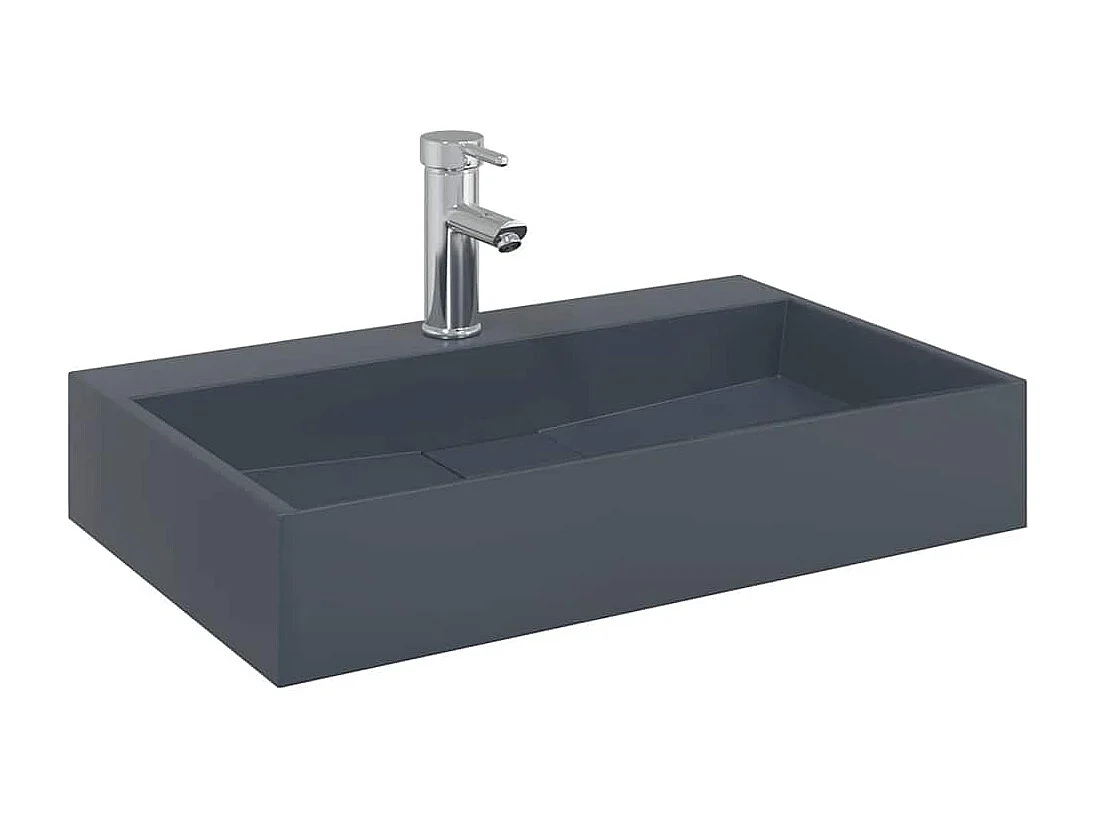Vasque 60x38x11 cm fonte minérale/marbre anthracite