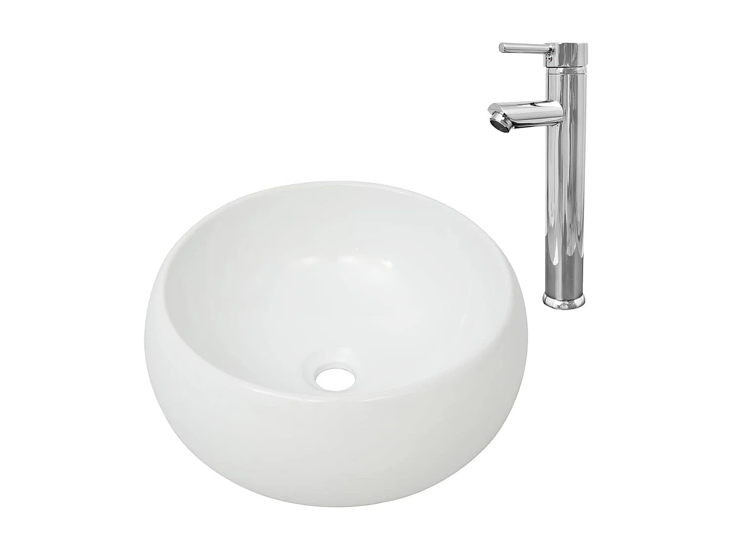 Lavandino da bagno con miscelatore Ceramica Tondo Bianco