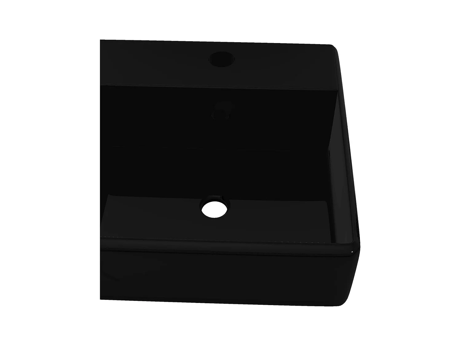 Robinet de lavabo salle de bain céramique/trou trop-plein carré noir