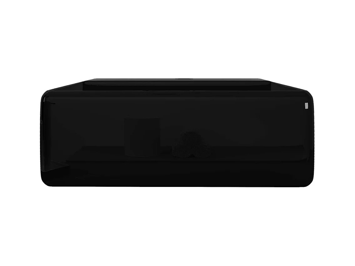 Badkamer wastafelkraan keramiek/overloopgat vierkant zwart