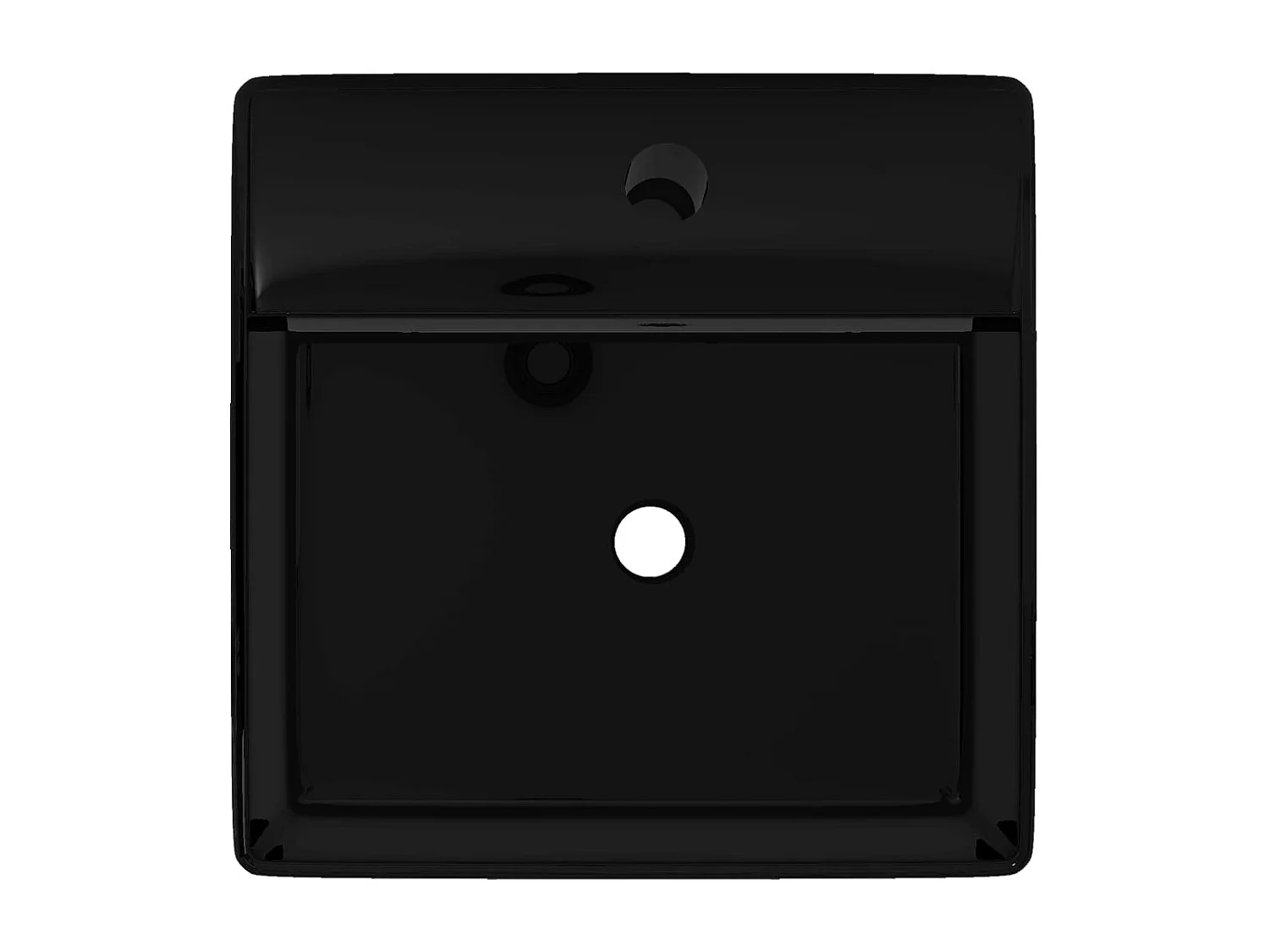 Robinet de lavabo salle de bain céramique/trou trop-plein carré noir