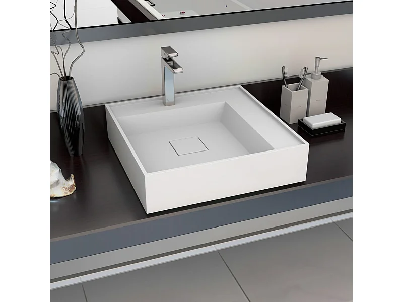 Wastafel 50x50x12,3 cm Mineraal gegoten/marmer Wit